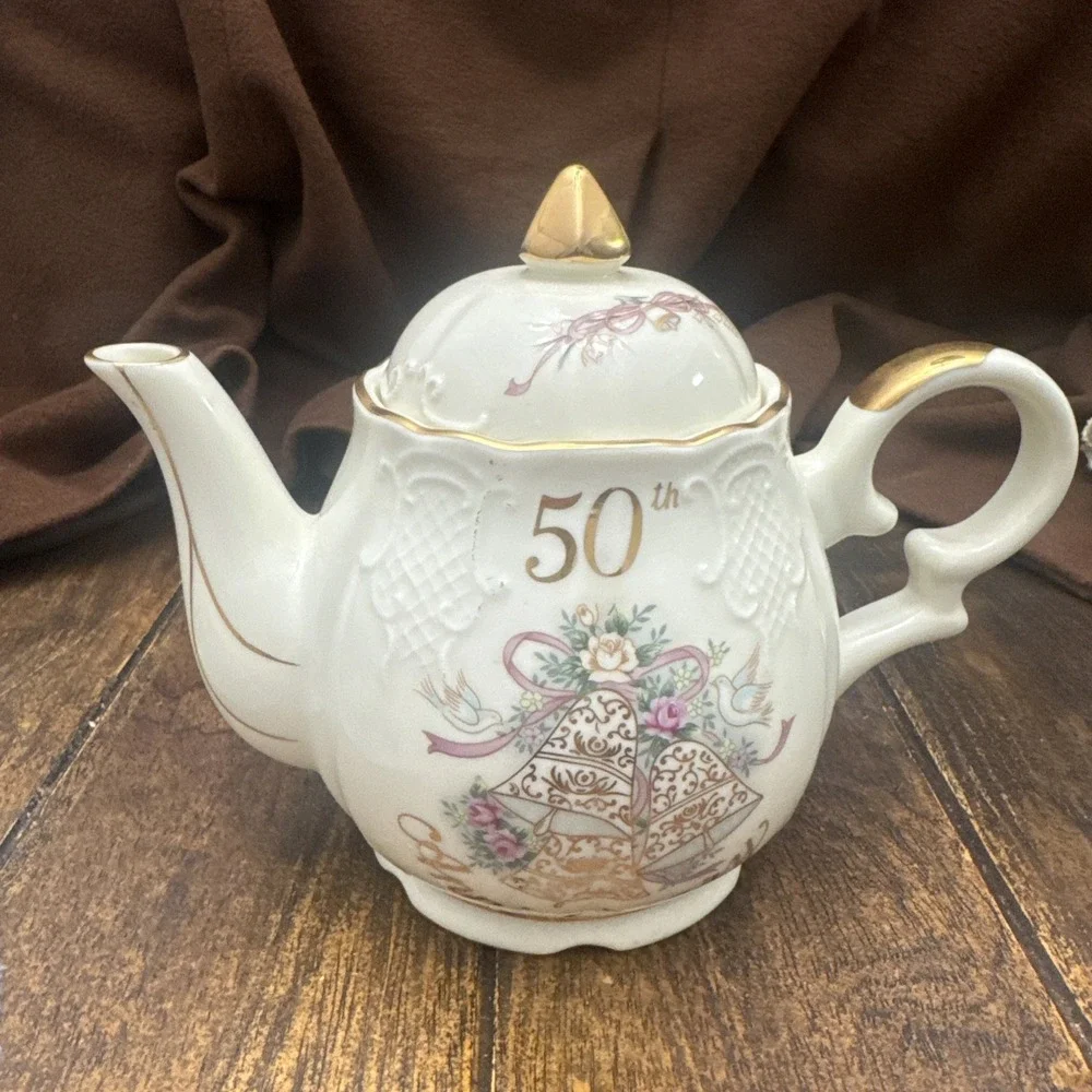Lefton Tea Pot 50th Anniversary Excellent 7 1/2